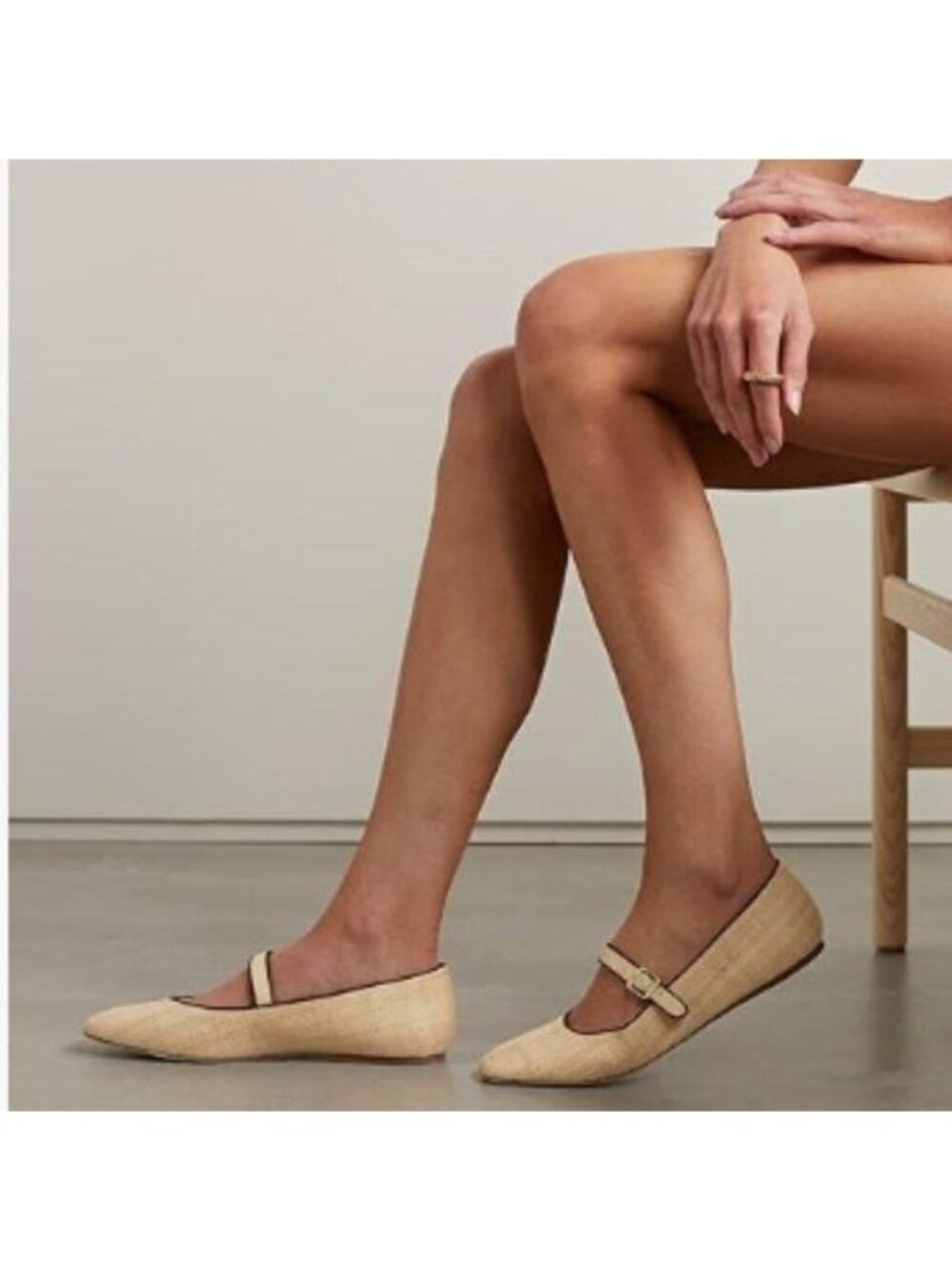 miss left Beige Buckle Strap Mary Janes Round Toe Ballet Flats Dance Shoes